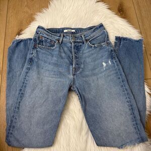 [GRLFRND] Karolina Straight Leg Distressed Jean - Size 25